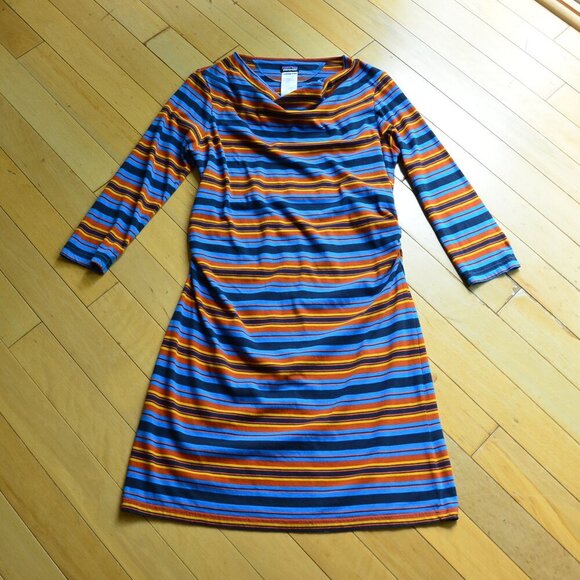 Patagonia Hatty Stripe Kamala Cowl Neck Dress Size L - Picture 2 of 13
